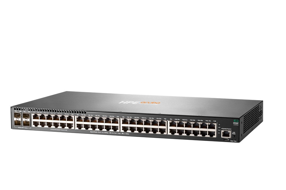 Switch Aruba 2930F 48G 4SFP+ - 48 portas 10/100/1000 Base-T RJ-45 + 4 slots SFP+ 1/10GbE para fibra - JL254A