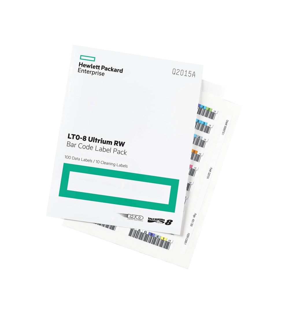 PACOTE DE ETIQUETAS DE C�DIGO DE BARRAS HPE LTO-8 ULTRIUM RW (100 ETIQUETAS DE DADOS E 10 ETIQUETAS DE LIMPEZA) Q2015A