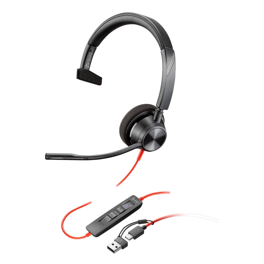 Headset HP Poly Blackwire 3310 Microsoft Teams USB-C/A - 8X216AA
