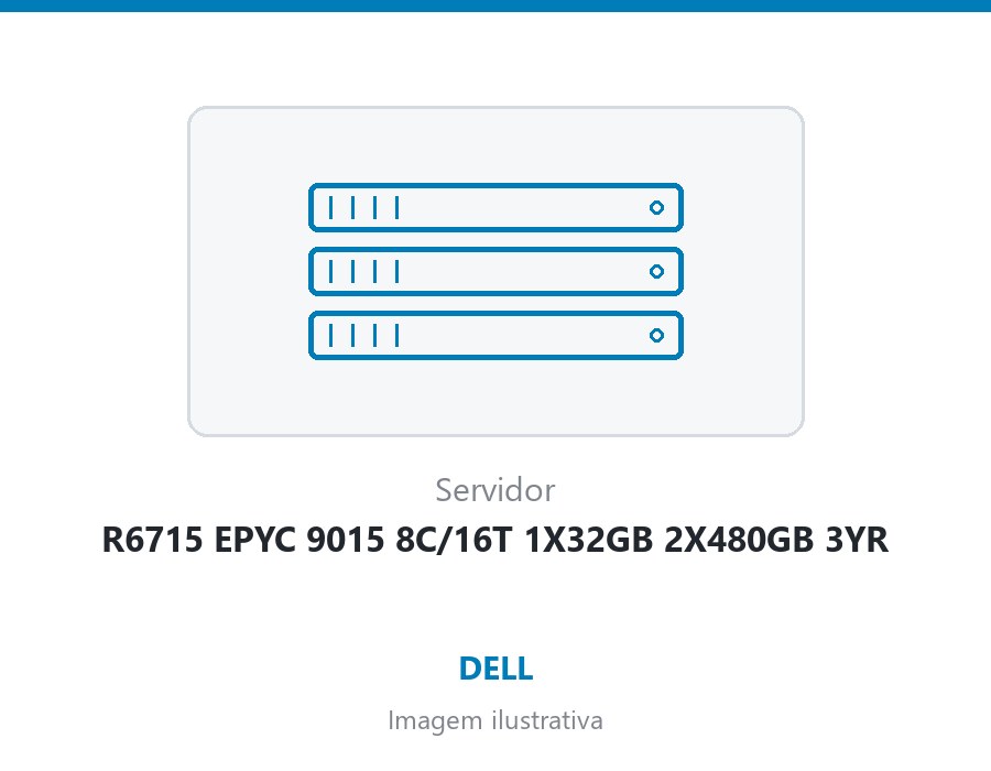 SERVER DELL R6715 EPYC 9015 8C/16T 1X32GB 2X480GB 3YR
