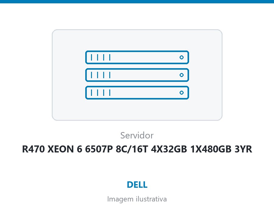 SERVER DELL R470 XEON 6 6507P 8C/16T 4X32GB 1X480GB 3YR