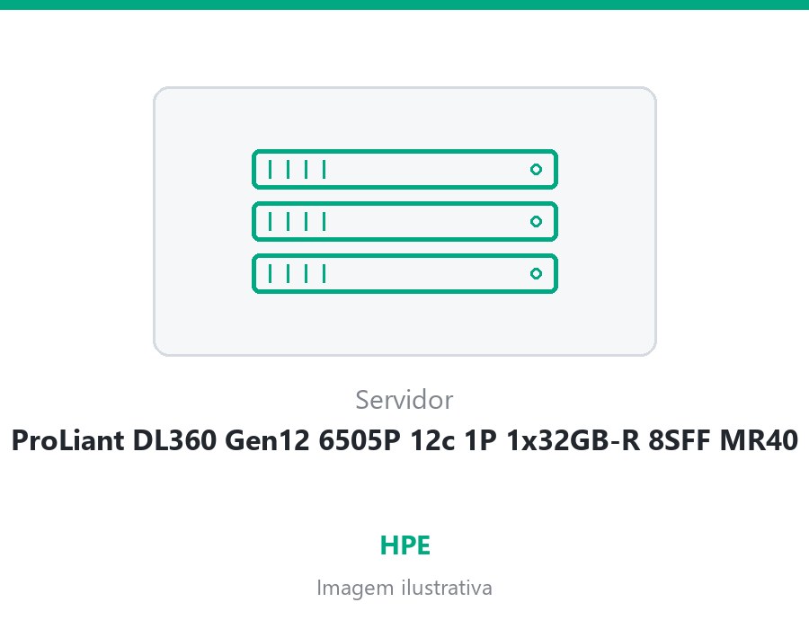 HPE ProLiant DL360 Gen12 6505P 12c 1P 1x32GB-R 8SFF MR408i-o 2x480GB SSD 2x800W