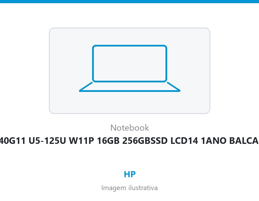 NOTE HP 440G11 U5-125U W11P 16GB 256GBSSD LCD14 1ANO BALCAO