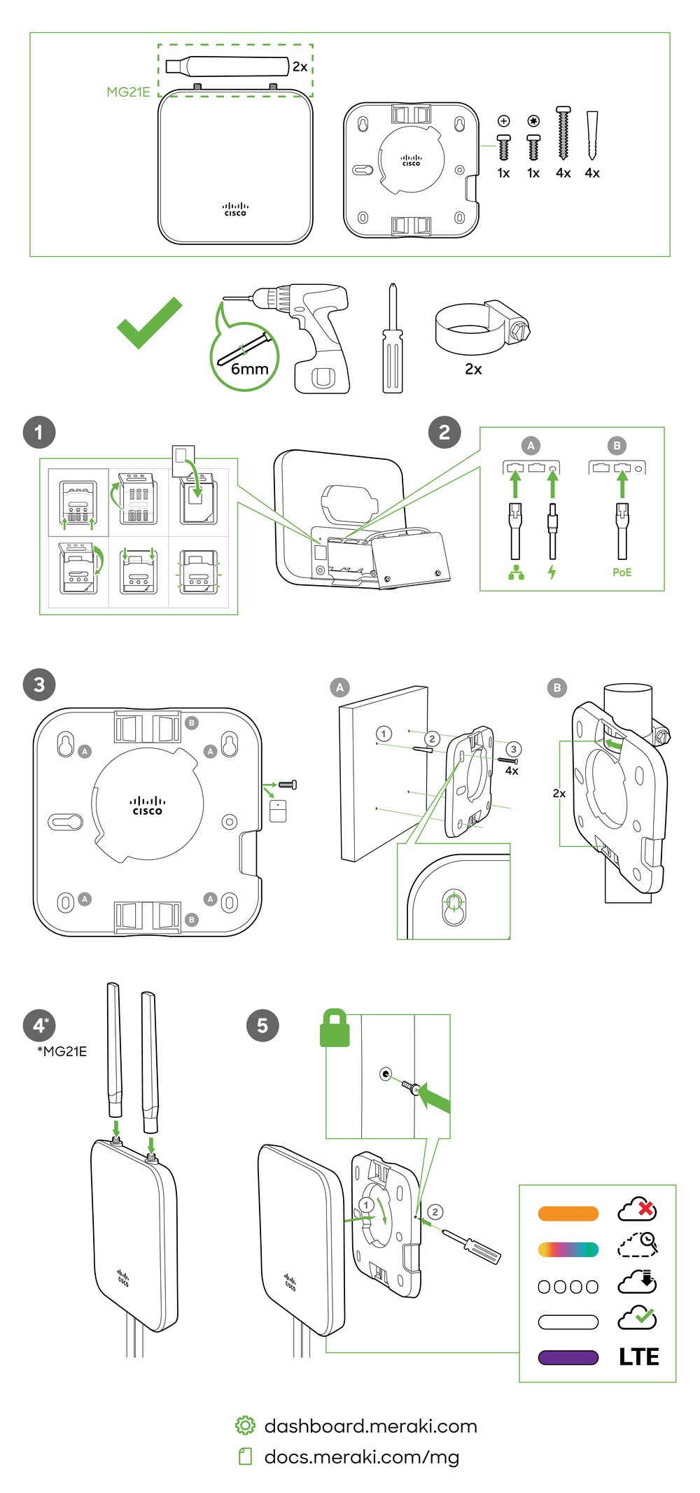 Gateway Celular Cisco Meraki MG21E (4G LTE Advanced, Antena Externa)